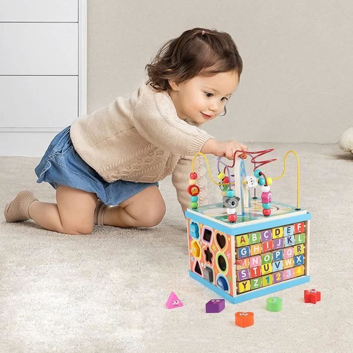 KABENFIS cube magique d'activité en bois avec roues pour garçon et fille