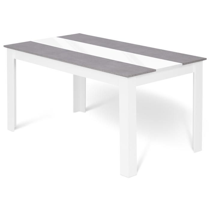 Table à Manger Georgia 8 Personnes - 160x90cm Rectangulaire Blanc Et Noir