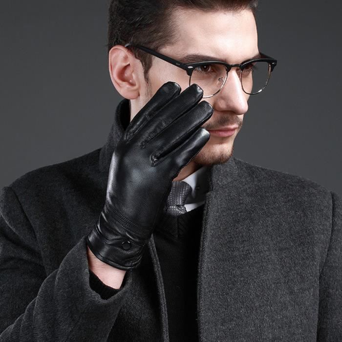 Gants Homme En Cuir Doublés Pour L'hiver - Tailles L à XXL - Noirs - Neuf Avec étiquettes