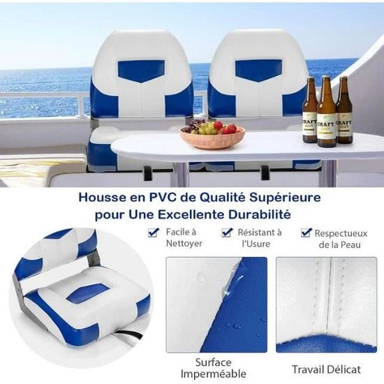 Lot De 2 Housses De Siège De Bateau Imperméables Ponton Captain Boat