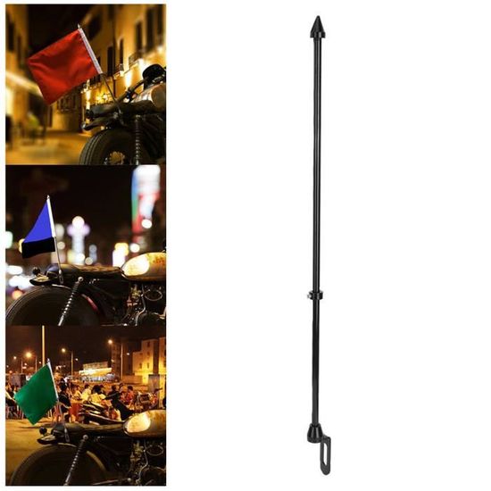 Mât Drapeau Télescopique Moto - Acier Inox - 120cm Extensible - Pliable - Support Universel
