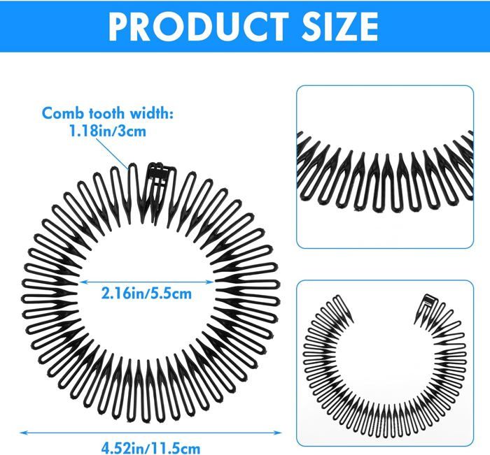 Lot De 20 Bandeaux Noirs Unis Avec Dents En Plastique 2,5 Cm Large - Accessoires Cheveux Pour Femmes Et Filles