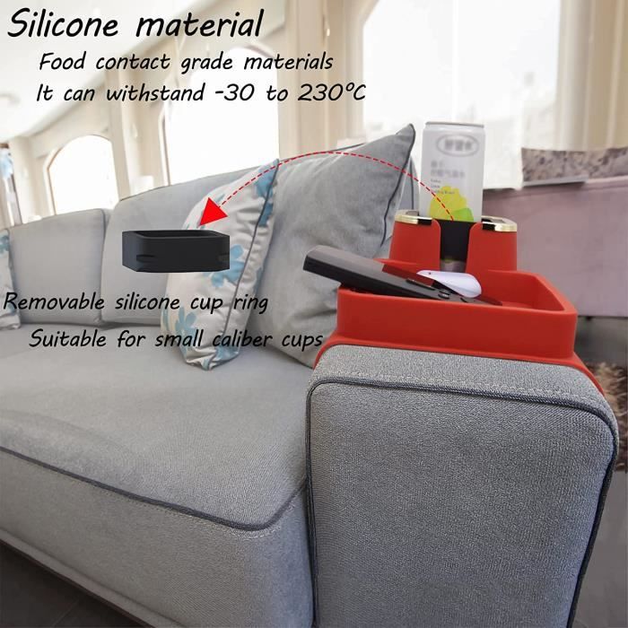 Jiayaus Plateau De Canapé,en Bois, Plateau Accoudoir Canapé Pliable Avec 2 Sous-Verres, Porte-gobelet De Canape Snacks Pour Boissons, Snacks, Téléphone, Télécommande(Bois