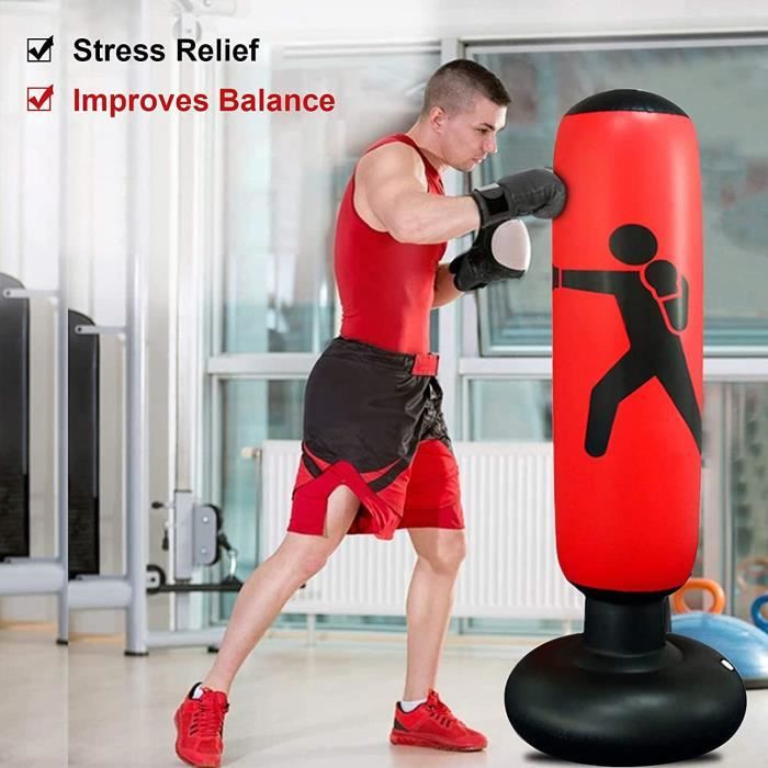 Colonne de boxe gonflable de 160 cm, sac de frappe sur pied, sac de frappe sur pied, sac de