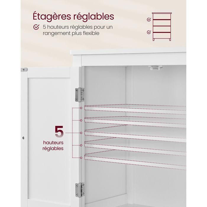 HEXCELEN Meuble Colonne Salle De Bain Blanc – Armoire Haute Rangement Avec 4 Tiroirs + Étagères Réglables, Placard 30x60x110 Cm Idéal Petit Espace