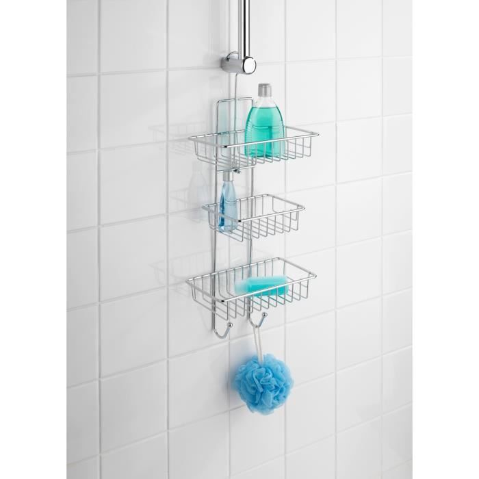 WENKO Etagère de douche à suspendre sans perçage, 3 paniers de