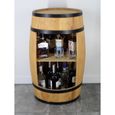 Creative Cooper Tonneau En Bois Armoire Bar Meuble Rangement Bouteille Alcool Casier à Vin et Boissons Minibar 80cm Chêne-3