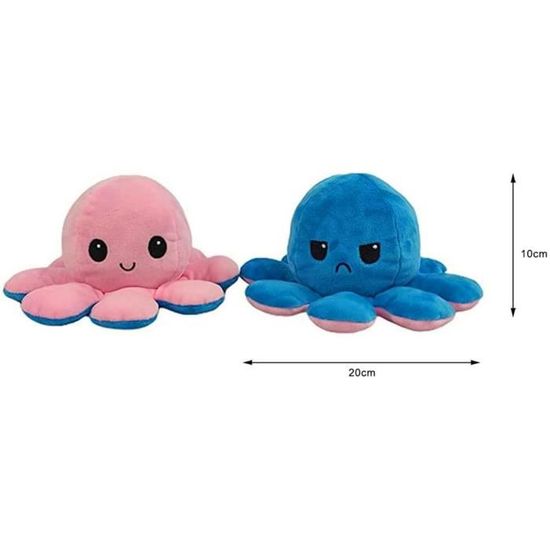 Rose Clair-Vert Clair Poulpe Peluche Reversible,Pieuvre Peluche Double Face,Peluche Poulpe Humeur,Mini Peluches Mignonnes,Jouets en Peluche pour Enfants Gar/çon Fille Friends