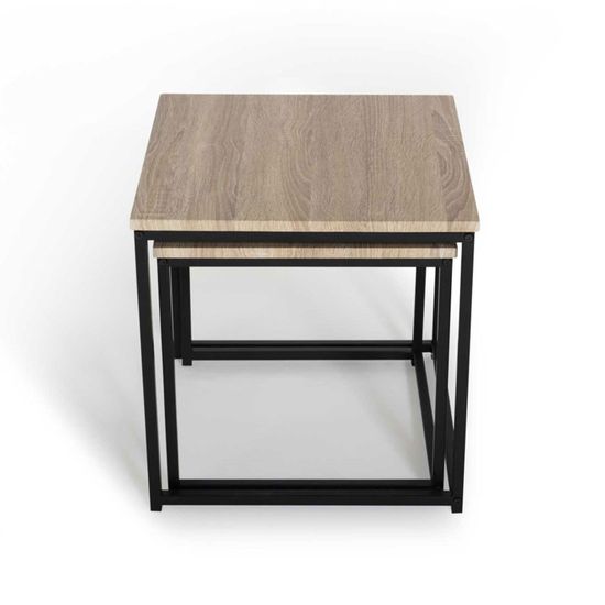 Lot De 2 Tables Basses Gigognes Design Industriel Bois Et Metal Noir Achat Vente Table Basse Lot De 2 Tables Basses Cdiscount