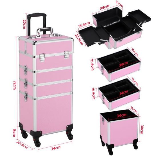 AREBOS Pro 2 Couches Coffret Valise BEAUTÉ Case Á Bijoux ESTHÉTIQUE