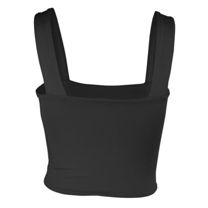 Débardeur Crop Côtelé Sans Manches Pour Femme - Col En U, Moulant, Décontracté, Polyester