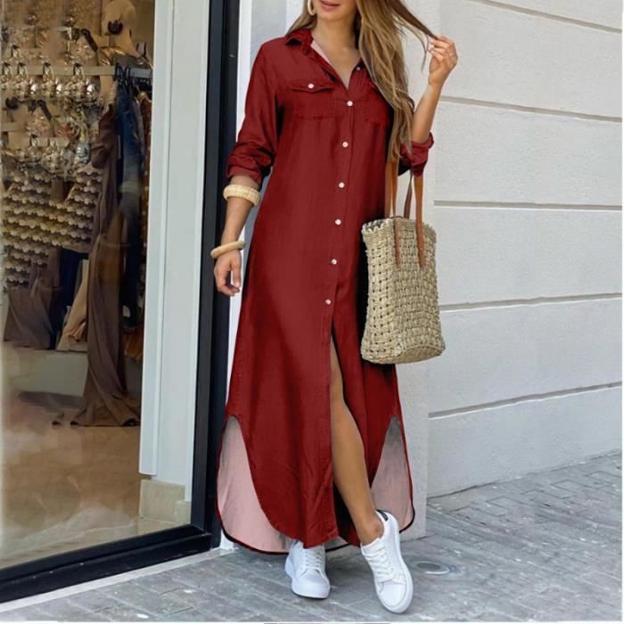 Robe longue chemise femme deals