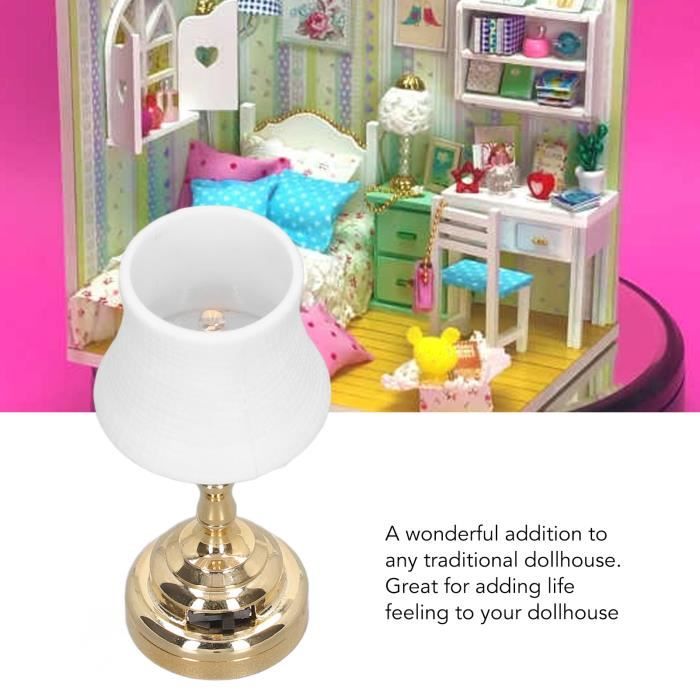 Lampe de Table Miniature pour Maison de Poupée, Échelle 1/12 Fonctionnement  à Piles Accessoires pour Lampe de Maison de Poupée Jouets pour Maison de