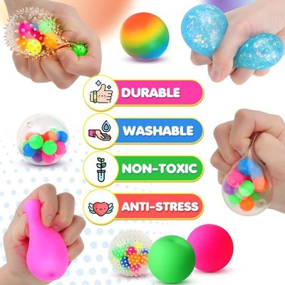 VONJUMA Lot 20 Pcs Fidget Toys Anti Stress Enfant - Jouets Sensoriels TDAH Autisme Anxiété - Couleurs Vives