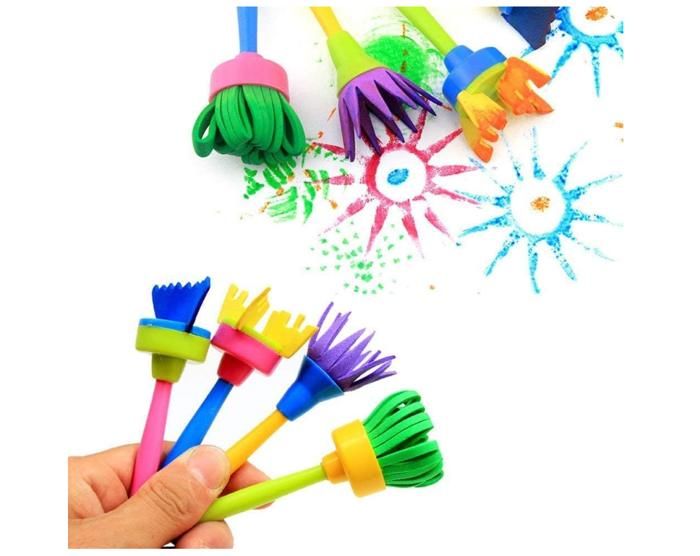 12pcs Enfants peinture brosses éponge peinture rouleau pinceau jouet dessin ensemble pour enfant
