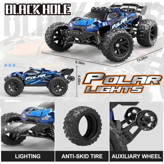 Camion RC Tout-terrain 1:14 - Vitesse 40 Km/h - Avec Phares LED - Pour Adolescents Et Adultes
