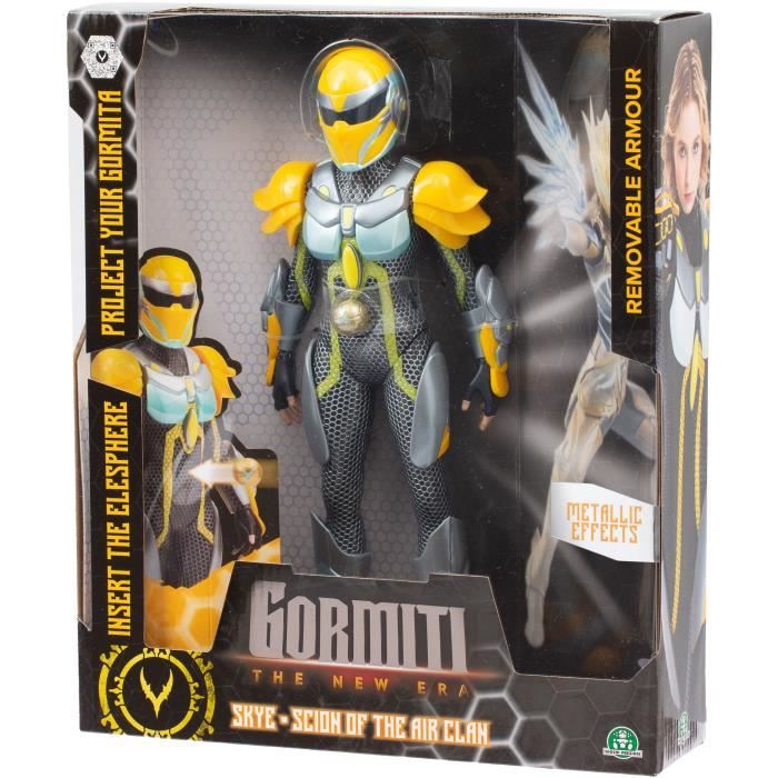 Gormiti Figurine Scion Skye – 15 Cm, 9 Points D'Articulation, Lance-Projectile, Armure Métallique – Air – Dès 4 Ans – GRV111