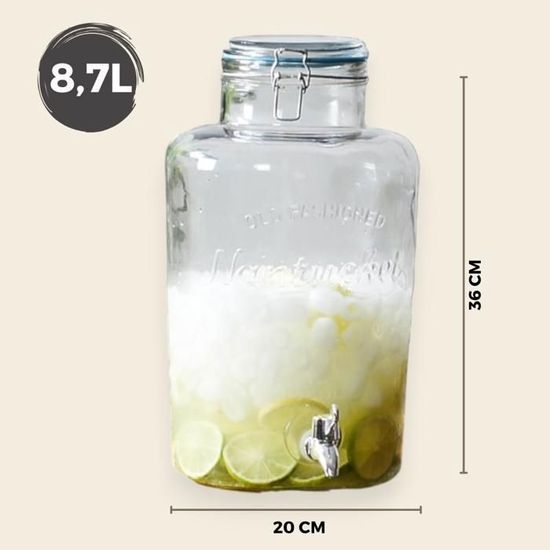 Fontaine à Boissons 3L Verre Avec Robinet - Distributeur Jus Limonade Cocktail Fête