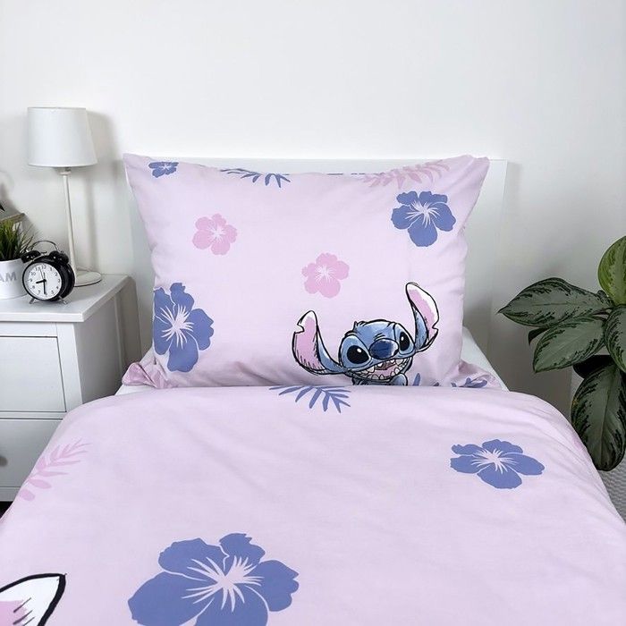 Disney Stitch Parure de lit, zippée, pour enfants, draps en coton