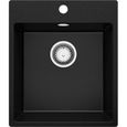 Evier Cuisine en Granit Noir, 43 x 50 cm, Évier 1 bac + Kit de Vidage, Évier Encastrer au meuble 45cm de Primagran-0