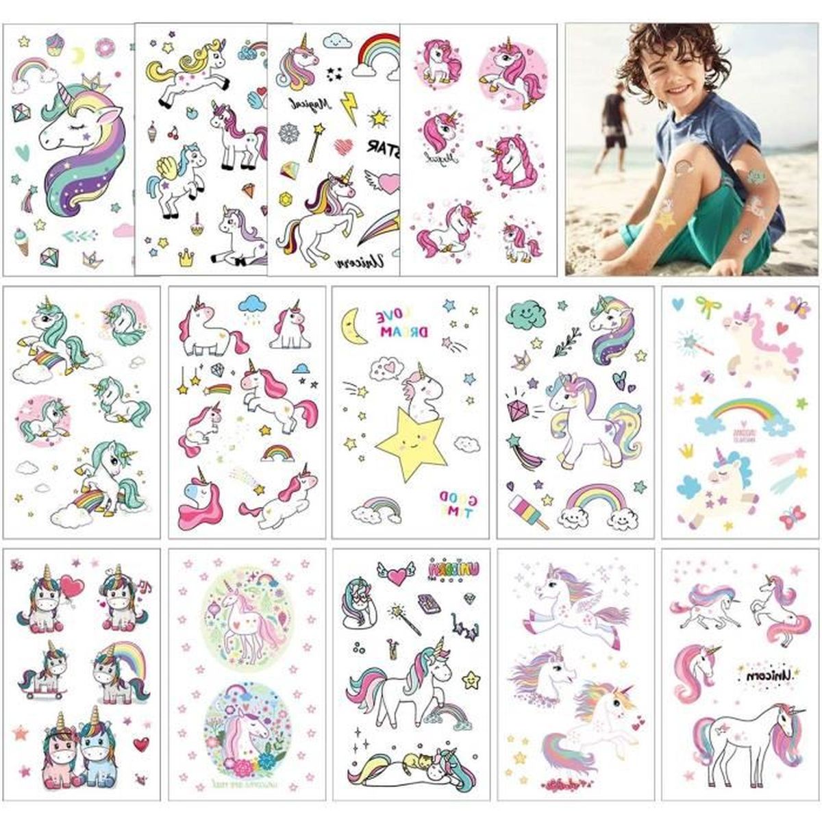 Tatouage Enfant Tatouage Licorne Anniversaire Licorne Enfant Tatouages Temporaires Ephemeres Pour Fille Cadeau De Noel Cdiscount Au Quotidien