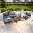 AVRIL PARIS Salon de jardin angle aluminium polywood 5 Places couleur gris - VALENCE