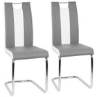 Chaises de salle à manger JEOBEST® (Simili gris et blanc) - Lot de 2 - Métal - Contemporain - Design