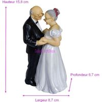 Grande Figurine Couple Marié depuis 50 ans, Anniversaire Mariage Noces d'Or, 15,8x8,7x6,7cm,Par la main - Unique