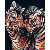 Peinture par numéro Figured Art Couple de zèbres colorés 40x50 cm Multicolore