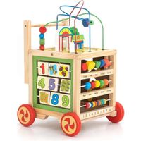 Trotteur pour Bébés Multi-Activités Montessori Robincool Corfù 33x33x45 cm en Bois Éco Stimule le Développement Psychomoteur