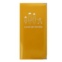 Protège livret de famille couleur motif moutarde - France – PVC vernis – 22 x 10,5 cm