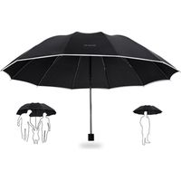 Parapluie pliable TD® Très grande taille convenant à trois personnes Bande réfléchissante Parapluie d'affaires de haute qualité