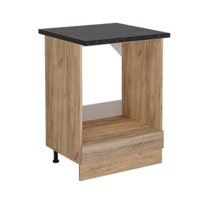Meuble Encastrable Four Et Plaque Riga - Chêne Noir, 60x46x81,5 Cm - Avec Tiroir Fermeture Douce Et étagère Réglable