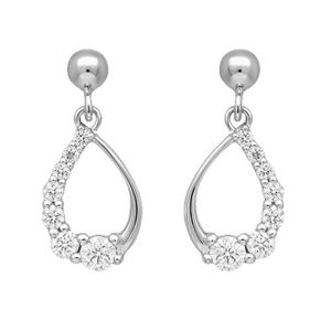 Boucles D'oreilles Goutte Mauve, Pierre 10x9 Mm, Argenté - Neuf Sans Emballage
