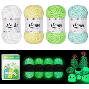 4 Rouleaux De Fil Lumineux Polyester - 200m Chacun - Couleurs Vert, Blanc, Bleu, Jaune - Neuf