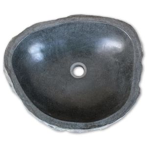 LAVABO - VASQUE Lavabo vasque en pierre de rivière ovale 38 cm gri