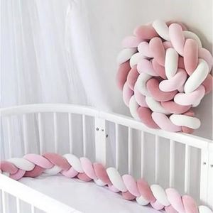 Milopon Tour de lit tressé pour bébé 2 M/2,5 M/3 m 2m Rose 