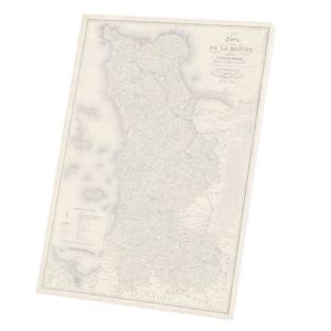 TABLEAU - TOILE Tableau Décoratif  50 Manche Normandie Département Carte Ancienne France Région (60 cm x 83 cm)