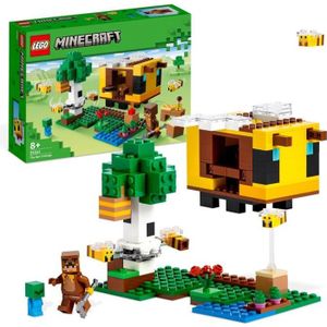 ASSEMBLAGE CONSTRUCTION LEGO Minecraft 21241 La Cabane Abeille, Jouet, Ferme avec Maison, Zombie et Figurines Animaux