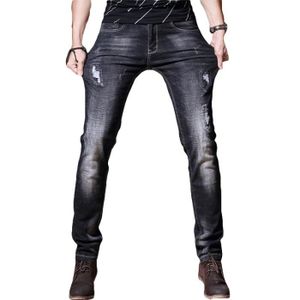 JEANS Jeans homme skinny stretch Type Mince Section mince de Marque pour homme Vêtement Masculin-Noir