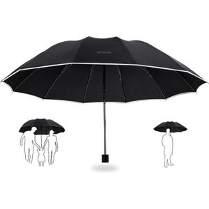 PARAPLUIE Parapluie pliable TD® Très grande taille convenant à trois personnes Bande réfléchissante Parapluie d'affaires de haute qualité