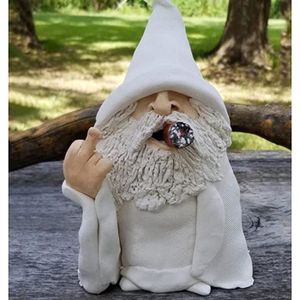 Statue en résine NAIN de jardin doigt d'honneur fuck acier - 15 cm