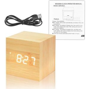 Radio réveil Click Clock Réveil Cube - Aspect couleur de bois n