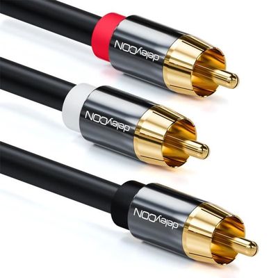 deleyCON RCA Audio Stéréo à L'Adaptateur de Prise - Fiche Jack 3,5mm 2X