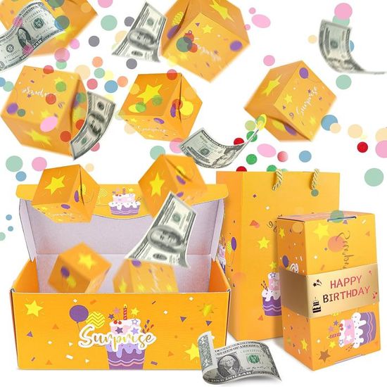 Boîte Cadeau Vintage Send A Cake - édition Explosion, Thème Boxe, Rouge Et Or, USA