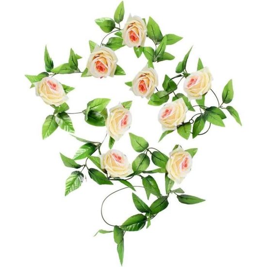 Guirlande Eucalyptus Artificiel Avec Roses Blanches - Longueur 1,5 M (5,9 Pi) - 6 Roses D'environ 9 Cm De Diamètre - Feuilles En Soie, Tiges En Plastique - Pour Mariage, Déco Murale, Fête - 10