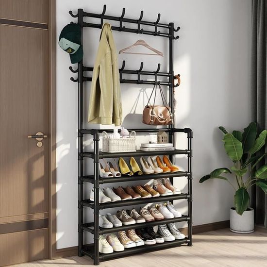 Porte-Manteau Industriel Avec Banc à Chaussures Et 5 Étagères | YITAHOME Entrée/Couloir