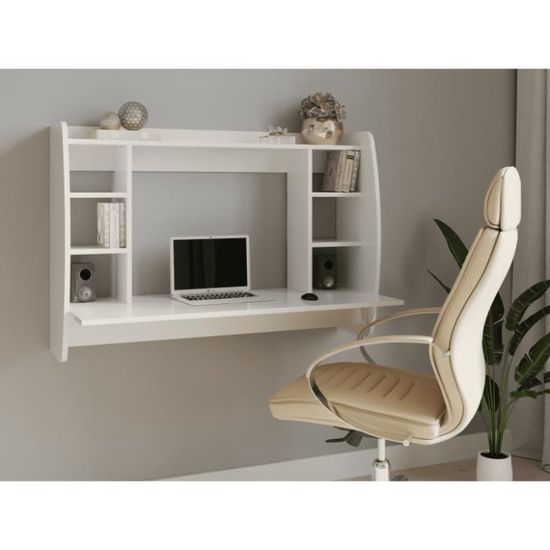 Bureau suspendu blanc 110 x 75 x 48 cm (LxHxP) Cdiscount Maison