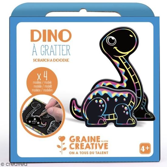 Dessin à Gratter - AUTREMENT - Dinosaure - 48PCS - 24 Stylets en Bois - Arc-en-Ciel