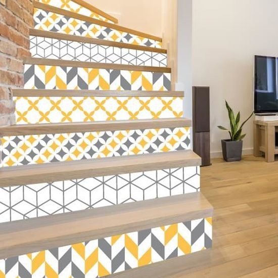 sticker contremarche lot de 4 mustgrey adhesif pour escalier dimensions 1m x 15 cm cdiscount maison